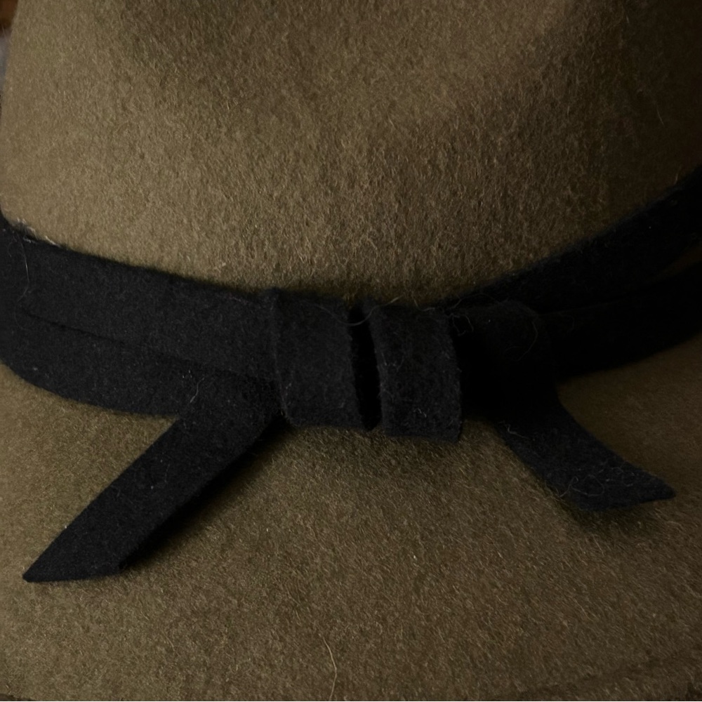 Olive Green Felted Wool Fedora OSFM - Picture 9 of 9